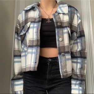 Zara plaid crop overshirt
